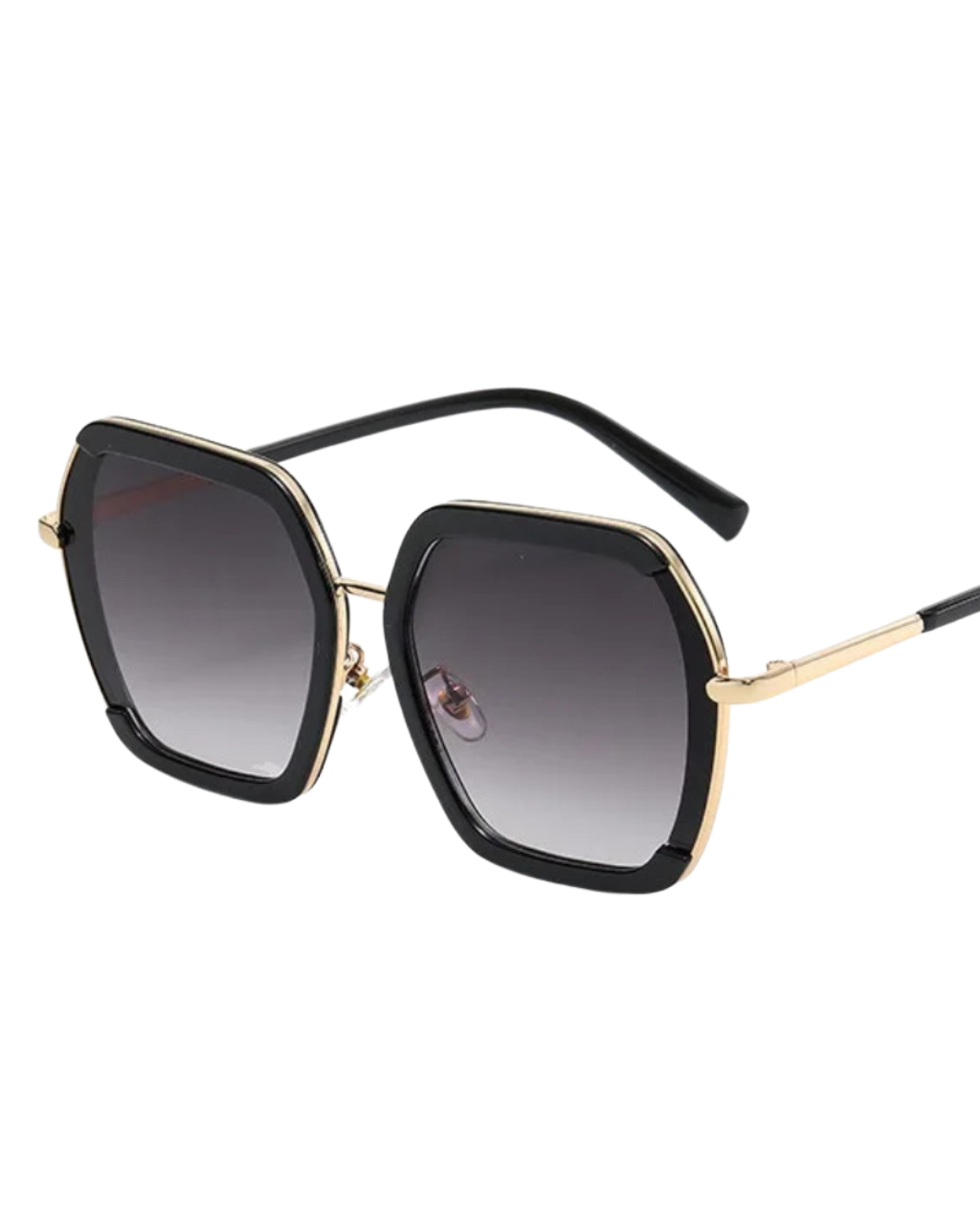 'Evie' Large Square Eyeglasses (Black)