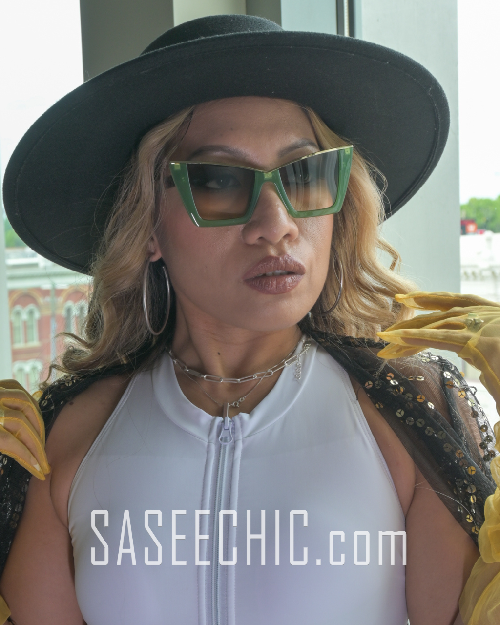 'Jamie' Cat-Eye Sunglasses (Green/Leopard)