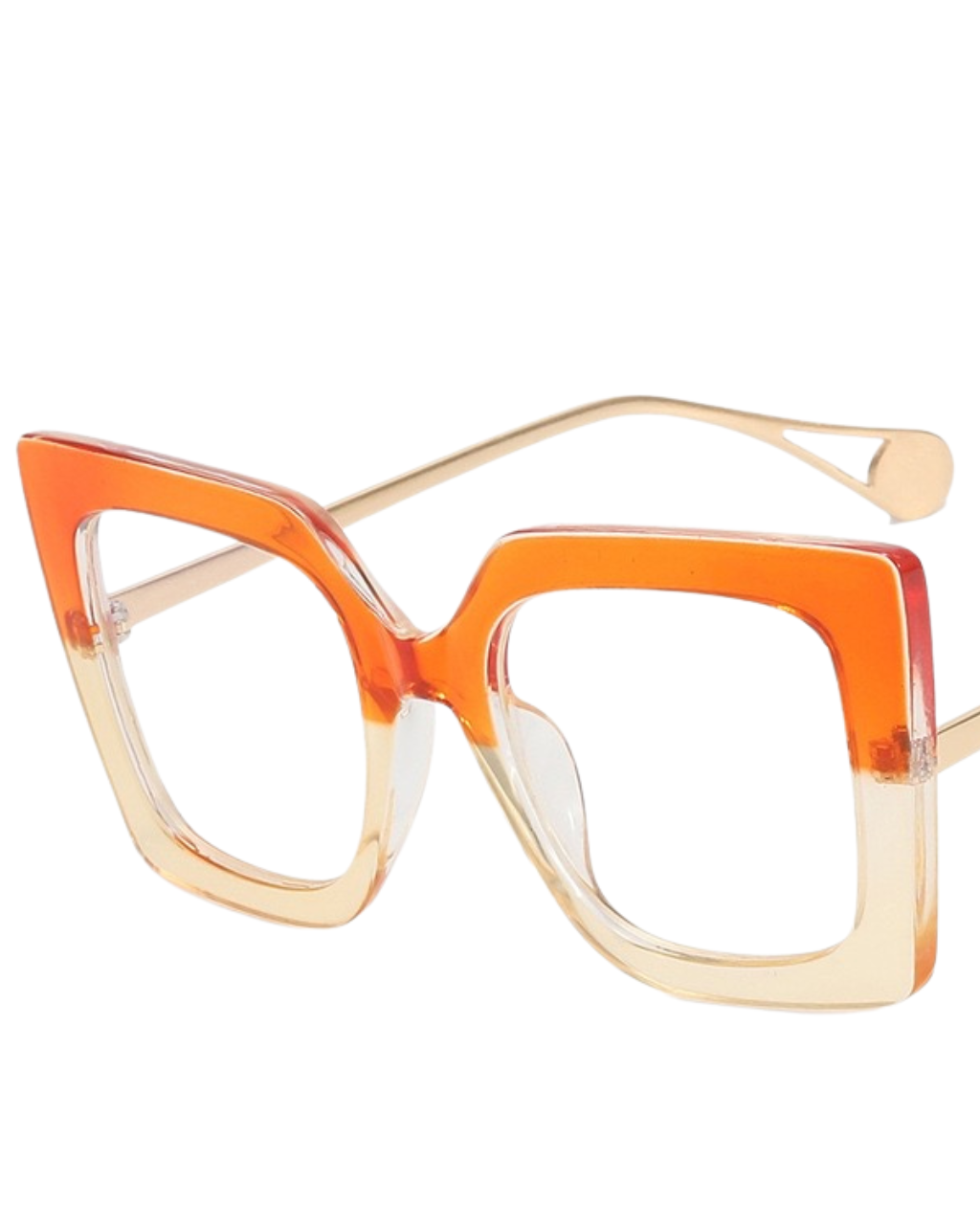 'Skylar' Oversized Square Glasses (Orange)