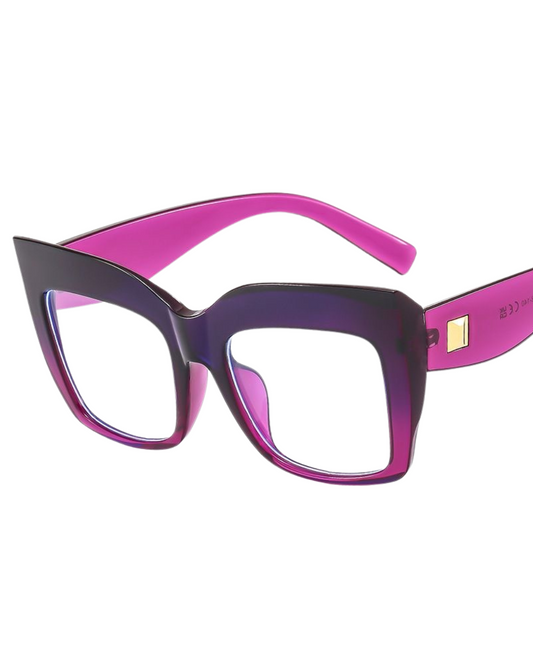 'Bailey' Oversized Square Eyeglasses (Purple)