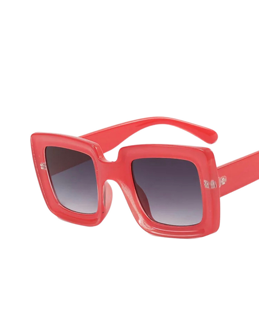 'Charlie' Square Sunglasses (Red)