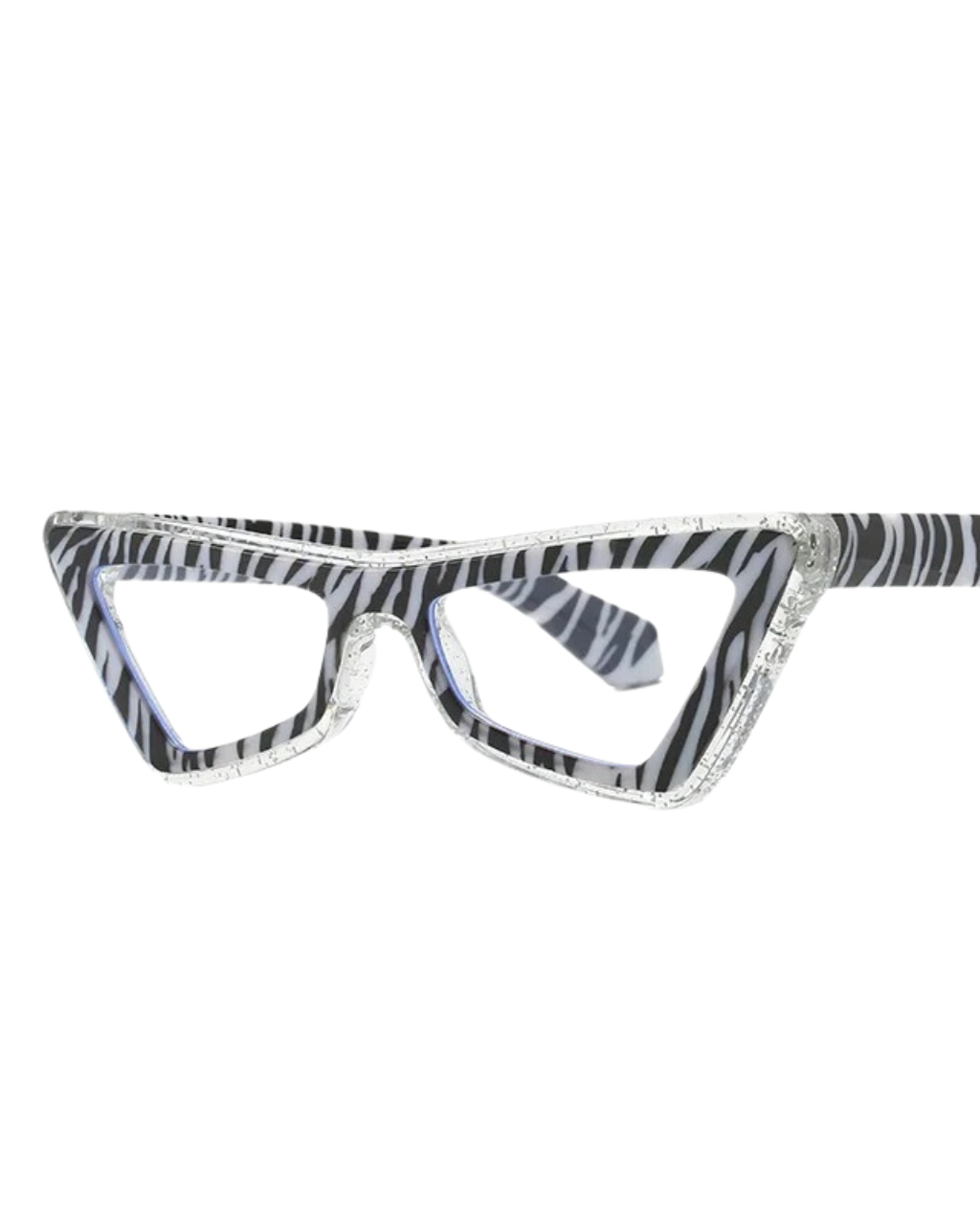 'Felicia' Cat Eye Leopard Glasses (Black/White)