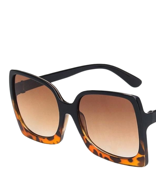 'Finley' Oversized Square Sunglasses (Brown Print)
