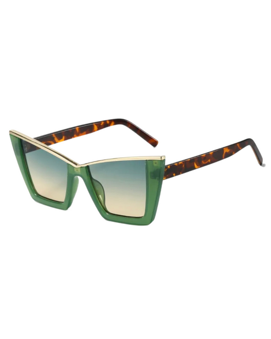 'Jamie' Cat-Eye Sunglasses (Green/Leopard)