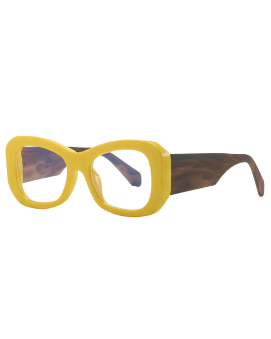 'Quinn' Eyeglasses (Yellow/Brown Print)
