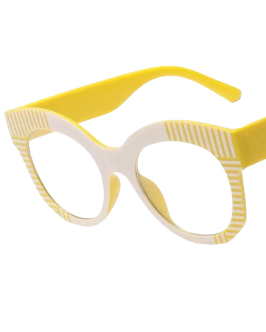'Tamara' Yellow/White Cat Eyeglasses